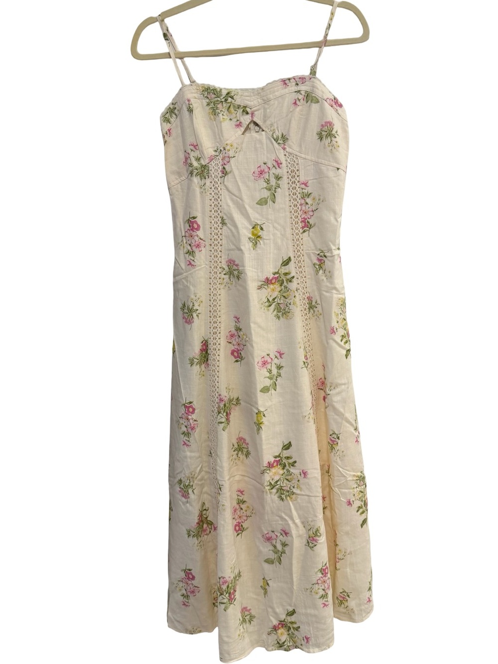 Caroline Constas Floral Crochet Inset Linen Maxi Dress XS NWT - Picture 2 of 10